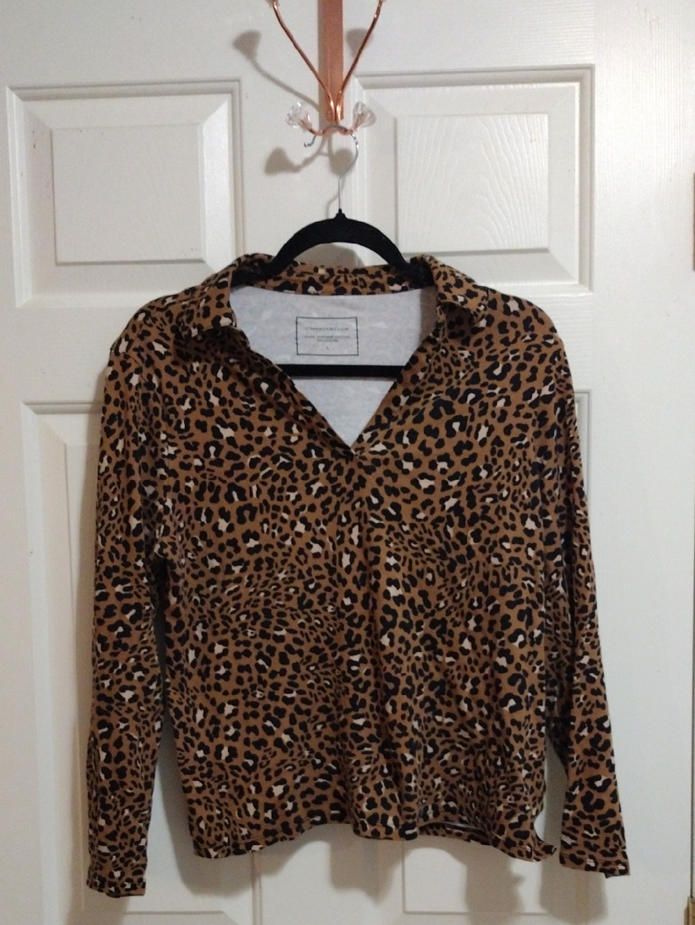Charter Club Leopard-Print Shirt - Brown & Black Large